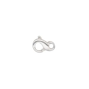 Clasp lobster claw 1pkg1 sterling silver, 11x7mm infinity, 1-strand