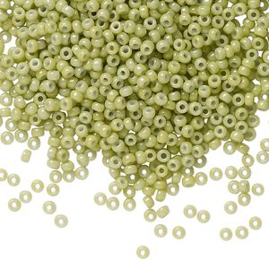 Seed bead, Miyuki, glass, pkg/250g, #11 rocaille, Duracoat&reg; opaque outside dyed fennel, (RR-4473).
