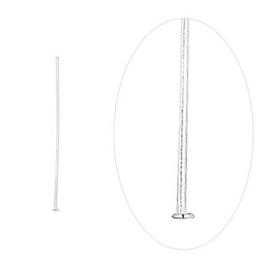 Head pin 1pkg10 sterling silver, 1 inch, 26 gauge