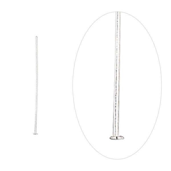 Head pin 1pkg10 sterling silver, 1 inch, 26 gauge image number 0