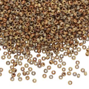 Seed bead, Miyuki, glass, pkg/250g, #11 rocaille, opaque Picasso brown, (RR-4517).