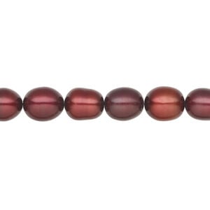 Freshwater pearl 1pkg1 rice, 15.5-16 inch garnet 7mm cultured