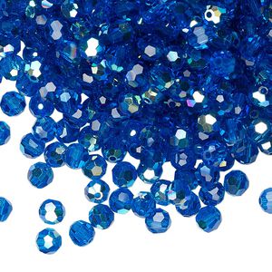 Bead 144pk Capri blue AB, Preciosa Czech crystal 4mm round