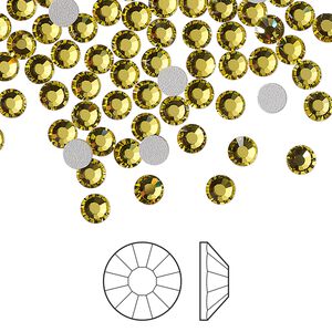 Flat back 144pk acid yellow foil back, Preciosa VIVA 12&reg; Czech crystal rhinestone 3.8-4mm chaton rose round SS16
