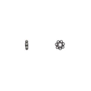 Bead, TierraCast&reg;, pewter (tin-based alloy), 5x1.5mm beaded rondelle. Sold per pkg of 250.