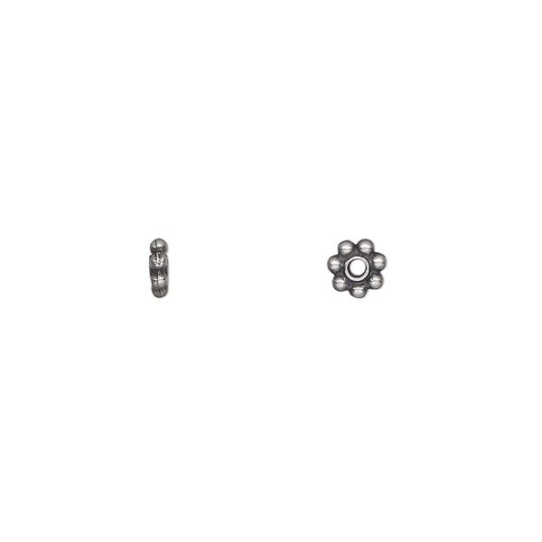 Bead, TierraCast&reg;, pewter (tin-based alloy), 5x1.5mm beaded rondelle. Sold per pkg of 250. image number 0