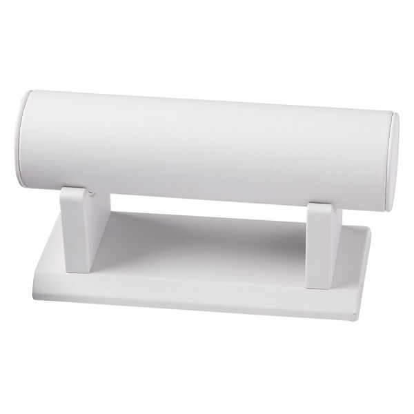 Display, bracelet, leatherette, white, 7-1/2 x 3 x 4 inches overall. Sold individually. image number 0