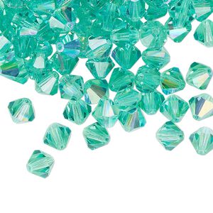 Bead 288pk Caribbean Sea AB, Preciosa Czech crystal 6mm bicone