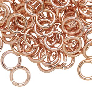 Jump ring 1pkg100 aluminum, 10mm round, 14 gauge / 6.8mm inside diameter / copper