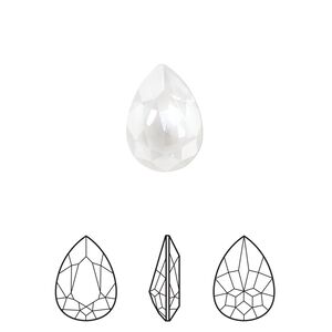Fancy stone 1pk crystal electric white ignite LacquerPRO, Crystal Passions&reg; 14x10mm pear 4320