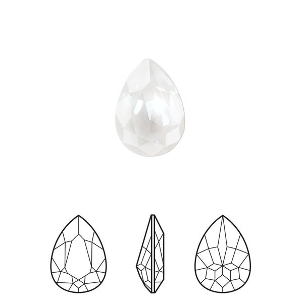 Fancy stone 1pk crystal electric white ignite LacquerPRO, Crystal Passions&reg; 14x10mm pear 4320 image number 0