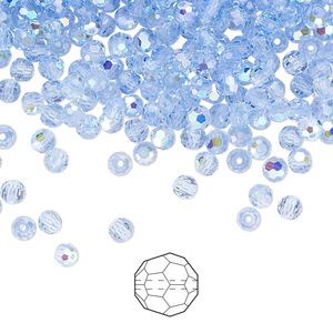Bead 720pk light sapphire AB, Preciosa Czech crystal 3mm round