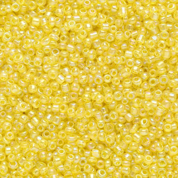 Seed bead, Ming Tree&trade;, glass, pkg/1 pound, #11 round, translucent rainbow yellow. image number 0
