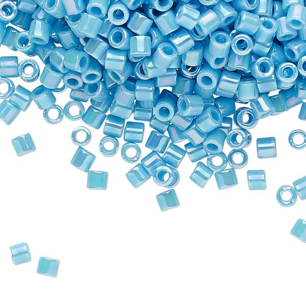 Seed bead, Delica&reg;, glass, pkg/7.5g, #8 round, opaque rainbow turquoise blue (DBL-0164). image number 0