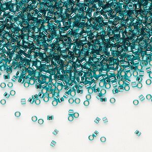 Seed bead, Delica&reg;, glass, pkg/7.5g, #11 round, transparent silver-lined teal (DB-1208).