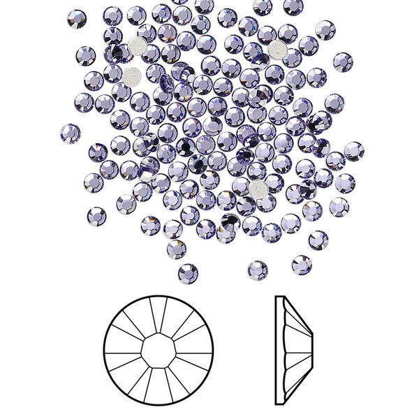 Flat back 1440pk tanzanite foil back, Swarovski&reg; 2.1-2.3mm rose round SS7 2058 image number 0