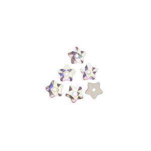 Bead 6pk crystal AB foil back, Crystal Passions&reg; 5mm star flower 3754