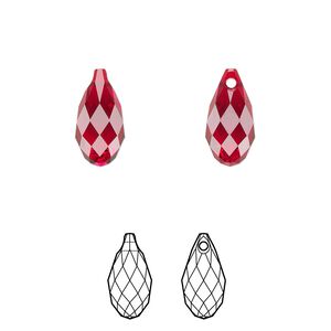 Briolette 144pk Siam, Swarovski&reg; 13x6.5mm pendant drop 6010