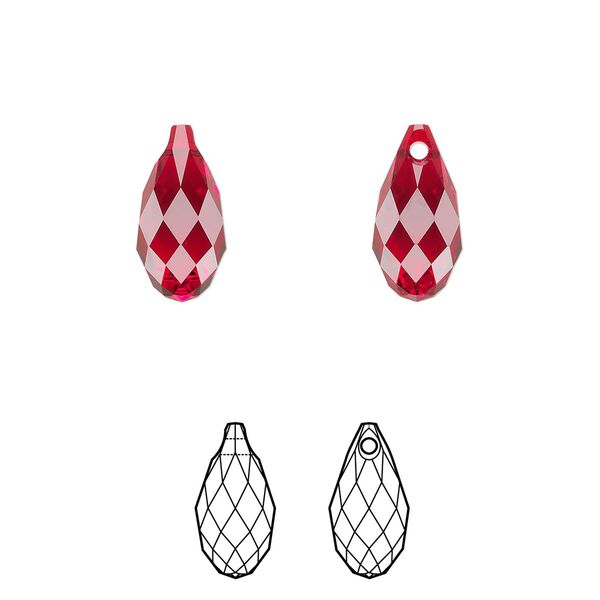 Briolette 144pk Siam, Swarovski&reg; 13x6.5mm pendant drop 6010 image number 0