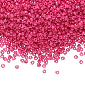 Seed bead, Preciosa Ornela Czech glass, pkg/50g, #11 rocaille, opaque terra intensive dyed pink chalkwhite, (16A77).