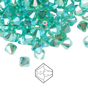 Bead 24pk Caribbean Sea AB 2X, Preciosa Czech crystal 6mm bicone