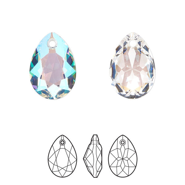 Drop 36pk crystal shimmer, Swarovski&reg; 16mm pendant pear cut 6433 image number 0