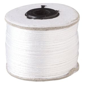 Cord, Satinique&trade;, satin, white, 1mm. Sold per 200-foot spool.