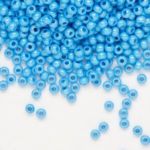 Seed bead, Preciosa Ornela Czech glass, pkg/50g, #8 rocaille, opaque terra dyed dark turquoise luster chalkwhite, (16365).