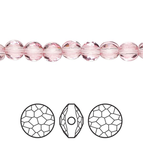 Bead 288pk light rose, Swarovski&reg; 6mm puffed round 5034 image number 0
