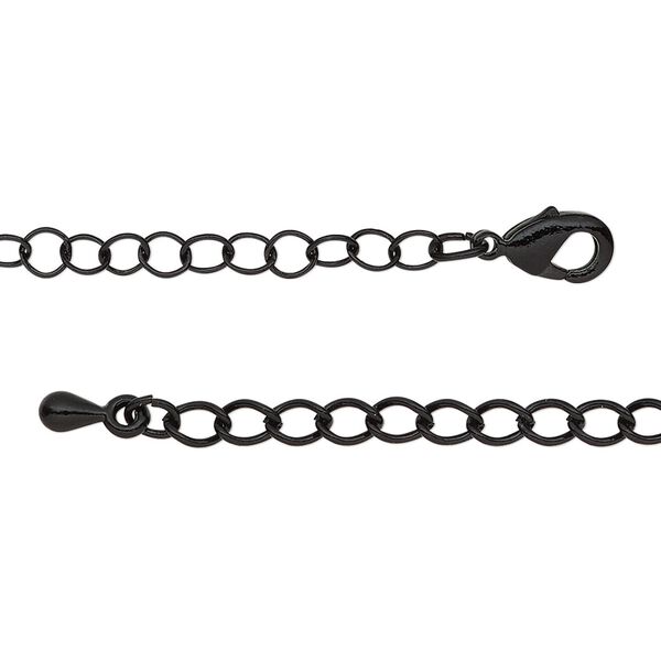 Chain 1pkg1 cable, 3.5mm round / lobster claw clasp, black-finished steel / brass 7.5 inch image number 0