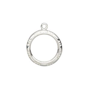 Drop, Almost Instant Jewelry&reg;, sterling silver, 17.5mm round with open back with textured edge and 14mm rivoli setting. Sold individually.