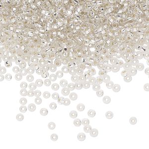 Seed bead, Preciosa Ornela Czech glass, pkg/500g, #11 rocaille, transparent silver-lined clear, (78102).