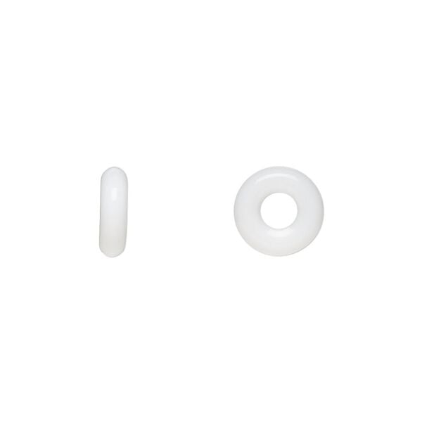 Bead, Czech pressed glass, opaque white, 9.5x3mm ring. Sold per pkg of 50. image number 0