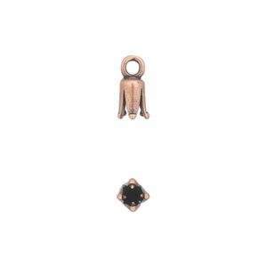 Cord end 1pkg4 copper-plated pewter, 7x4mm cone / 2mm inside diameter, antiqued / JBB Findings