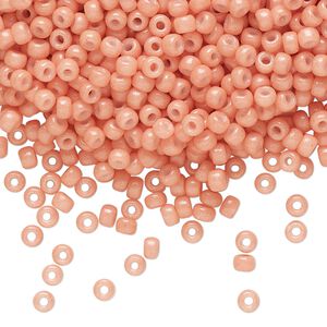 Seed bead, Miyuki, glass, pkg/50g, #8 rocaille, Duracoat&reg; opaque outside dyed dark salmon, (RR-4462).