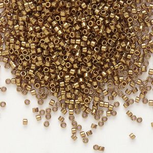 Seed bead, Delica&reg;, glass, pkg/7.5g, #11 round, translucent gold luster light topaz (DB-0115).