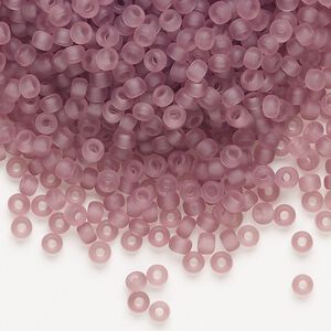 Seed bead, Miyuki, glass, pkg/50g, #8 rocaille, translucent matte smoky amethyst (RR-142F).