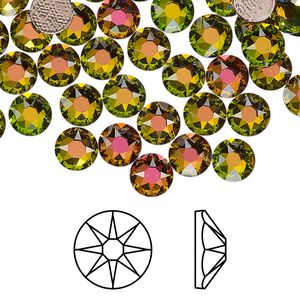 Flat back 12pk crystal vitrail medium foil back, Crystal Passions&reg; hotfix 6.32-6.5mm round SS30 2078