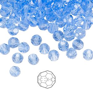 Bead 144pk light sapphire, Preciosa Czech crystal 5mm round