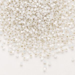 Seed bead, Delica&reg;, glass, pkg/50g, #11 round, translucent silver-lined opal (DB-0221).