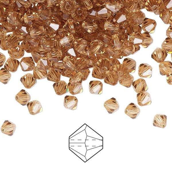 Bead 720pk light Colorado topaz, Preciosa Czech crystal 4mm bicone image number 0