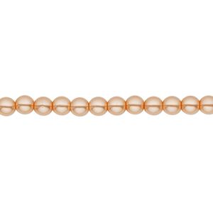 Bead, Czech pearl-coated glass druk, opaque peach-orange, 4mm round. Sold per 15-1/2" to 16" strand.