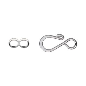 Clasp hook&eye 1pkg100 gunmetal-plated, 14x10mm flat, brass 1-strand