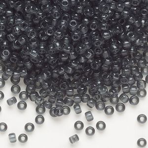 Seed bead, Miyuki, glass, pkg/250g, #8 rocaille, transparent grey (RR-152).