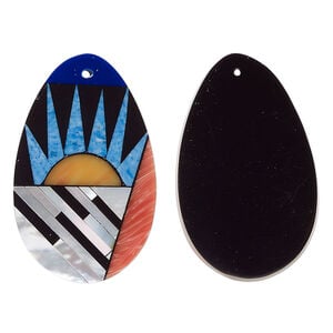 Multi-shell 1pkg1, teardrop focal multicolored 30x19mm
