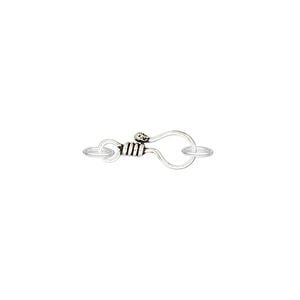Clasp hook&eye 1pkg20 sterling silver, 11x6mm, antiqued 1-strand