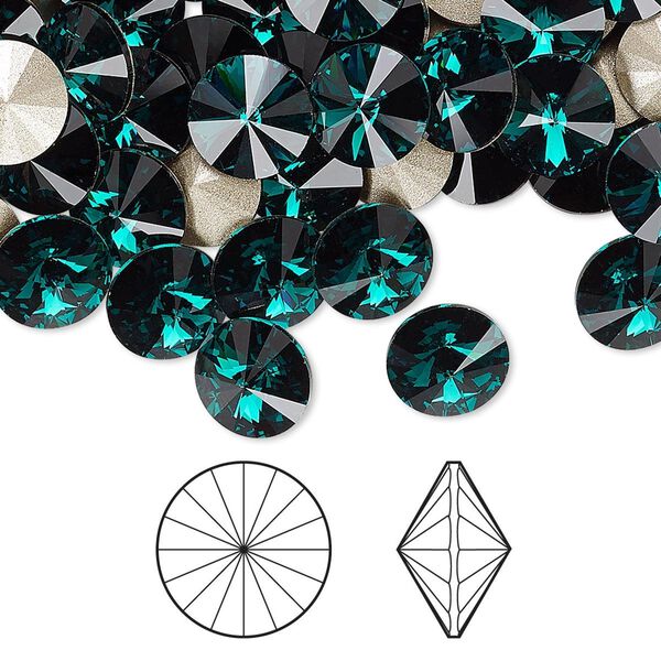 Chaton 144pk emerald foil back, Swarovski&reg; 8.16-8.41mm rivoli SS39 1122 image number 0