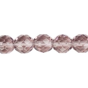 Bead, Czech fire-polished glass, lavender, 10mm faceted round. Sold per pkg of 600 (1/2 mass).