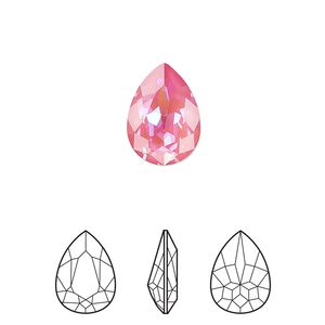 Fancy stone 1pk crystal lotus pink DeLite, Crystal Passions&reg; 14x10mm pear 4320