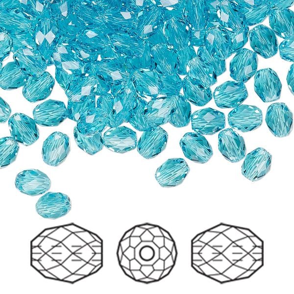 Bead 360pk light turquoise, Swarovski&reg; 5x4mm olive briolette 5044 image number 0